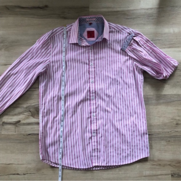 Point Zero Luxury Pink Striped Button Down Top - Picture 2 of 6